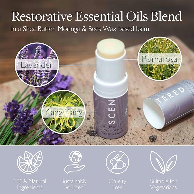 Scentered Aromatherapy Balm Stick - Sleep Well Lavender Essential Oil Roll On to Help Sleep - All Natural Sleep Aid with Palmarosa & Ylang Ylang - Aromatherapy Gifts for Women