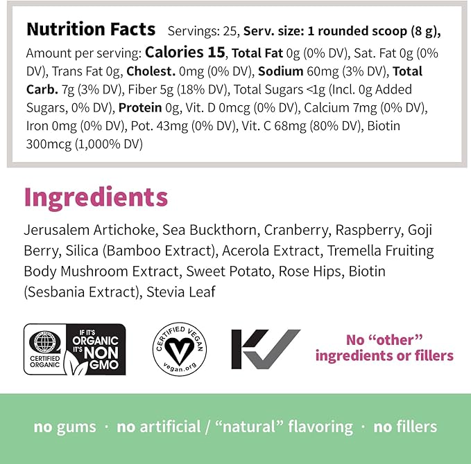 Sprout Living, Colorfuel Beauty Powder Drink Mix, Organic Superfoods + Adaptogens | Hair, Skin & Nails Support, Vegan Collagen Boost, Biotin, Silica, Vitamin C, Super Berry Flavor (25 Servings)