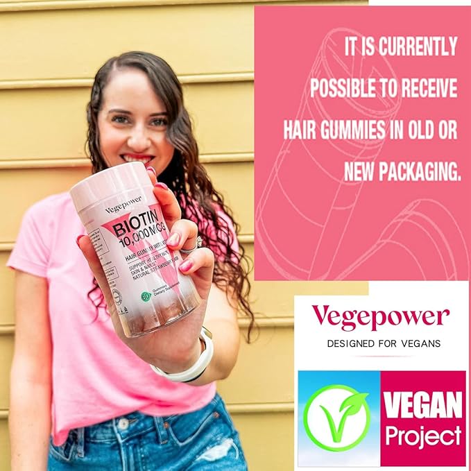 Biotin Gummies 10000mcg Supplements - with Vitamin C, A, D, B-Complex, Folate, Zinc for Women & Girls- Vegan Biotin Hair Growth Gummy for Healthy Hair and Nails, Non-GMO, Strawberry, 120 Bear