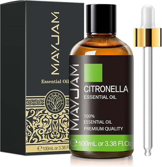 Citronella Essential Oil, MAYJAM Premium Pure Essential Oils, 3.38FL.OZ Large Volume for Soap Candle Making, Diffuser, Bedroom, Living Room, Office