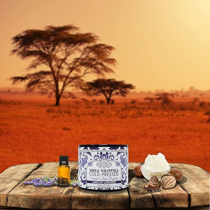 Shea Terra Organics 100% Organic Cold-Pressed Virgin Shea Butter – S. African Lavender | Natural Anti-Aging Daily Skin, Nails & Hair Cream to Soften & Rejuvenate Skin & Reduce Stretch Mark – 6 oz