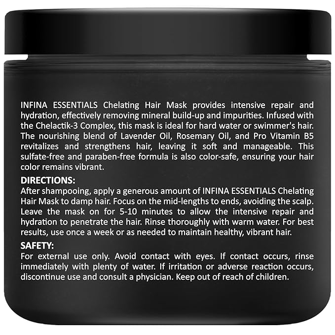 Chelating Metal Detox Hair Mask - Ion Hair Mask with Chelactik-3 & Rosemary Oil, Hair Build Up Remover for Hard Water Hair Treatments, Swimmers & Color-Treated Hair - 8.45 fl oz