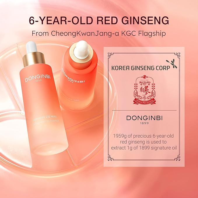 Donginbi Red Ginseng 1899 Watery Oil Essence (30ml), Fast Absorbance Facial Essence for Skin Glow with Red Ginseng Oil