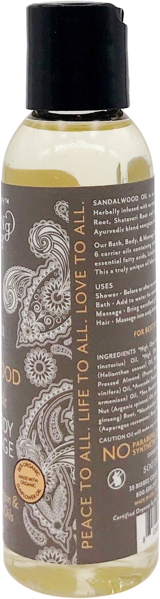 Soothing Touch Organic Bath, Body & Massage Oil, Sandalwood, 4 Fl Oz (Pack of 2)