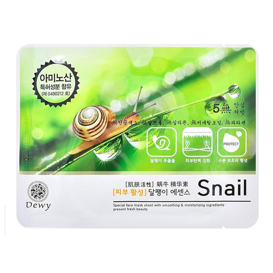 TNB Dewy Korean Essence Face Mask, Moisturizing Mask Sheet Pack, Korean Skin Care For All Skin Types (Snail)
