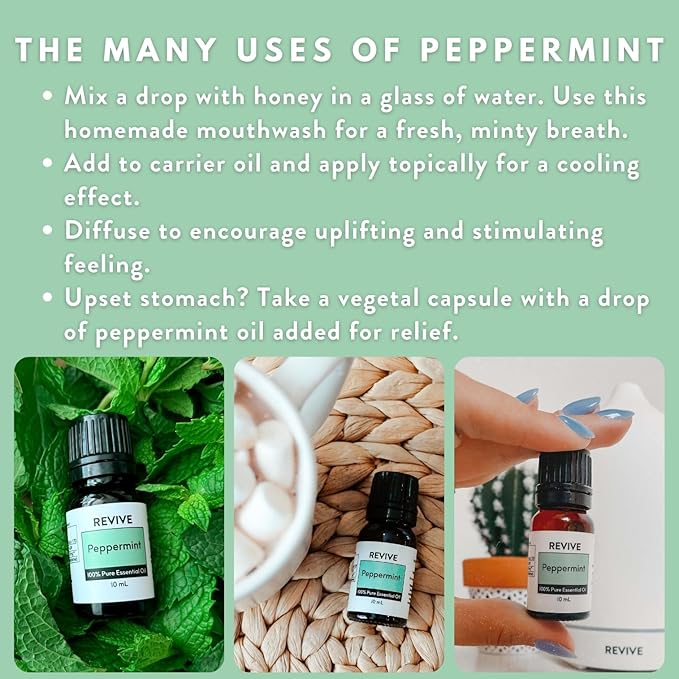 Peppermint Essential Oil 30mL by Revive Essential Oils - 100% Pure Therapeutic Grade, for Diffuser, Humidifier, Massage, Aromatherapy, Skin & Hair Care