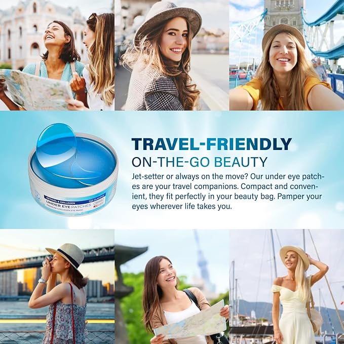 Under Eye Patches for Puffy Eyes: 60 Count Retinol Collagen Eye Gels Pads - Eye Skin Treatment Mask for Dark Circles, Wrinkles Puffy & Bags - Anti-Aging & Rejuvenating Eye Masks Women, Men (Blue)