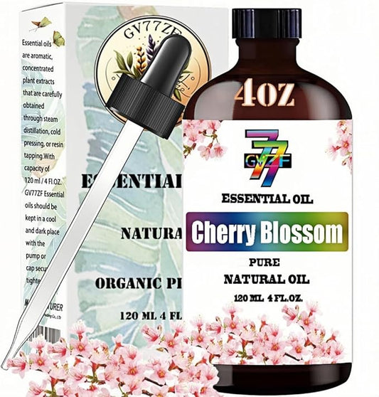 Cherry Blossom Essential Oil (4 oz) – 100% Pure Fragrance Oil for Diffusers, Humidifiers, Relaxation, Bath, Candles, Soap Making, DIY, Home Cleaning, Gifts