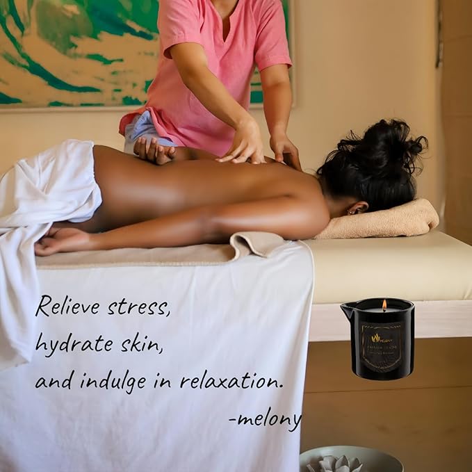 MELONY Massage Oil Candle for Pure Relaxation- 8.1 oz- Moisturizing Essential Oil Body Massage Candle for Home Spa- Amazing Gift for Women & Men (Coffee Vanilla)