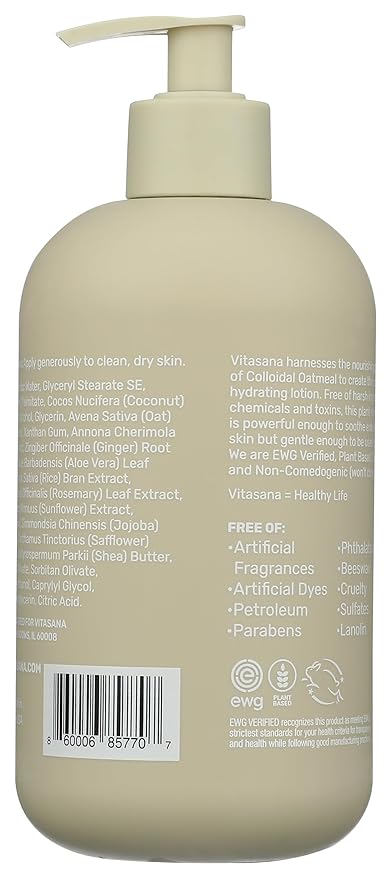 Hydrating Hand & Body Lotion, Plant-Derived, enriched w/Colloidal Oatmeal, EWG Verified, Hypoallergenic, Unscented 16oz