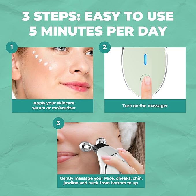 Microcurrent Facial Device - 6 in 1 Advanced Face Microcurrent Device - Rejuvenating Facial Microcurrent Device Anti-Aging Microcurrent Facial Devices Boost Skin Care Products Absorption (Light Green)