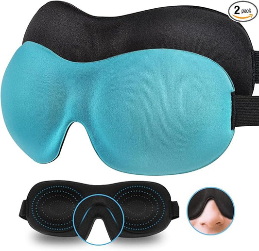 Sleep Mask 2 Pack, Invisible Alar Deep Orbit 3D Eye Mask Ultra Lightweight & Comfortable Sleeping Mask for Side Sleeper, Sleeping Mask & Blindfold Soft Breathable for Women Men Relaxing Zero Pressure