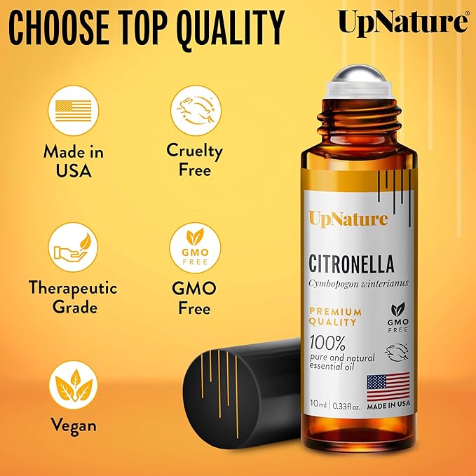UpNature Citronella Oil Roll On – 100% Natural Citronella Essential Oil for Skin