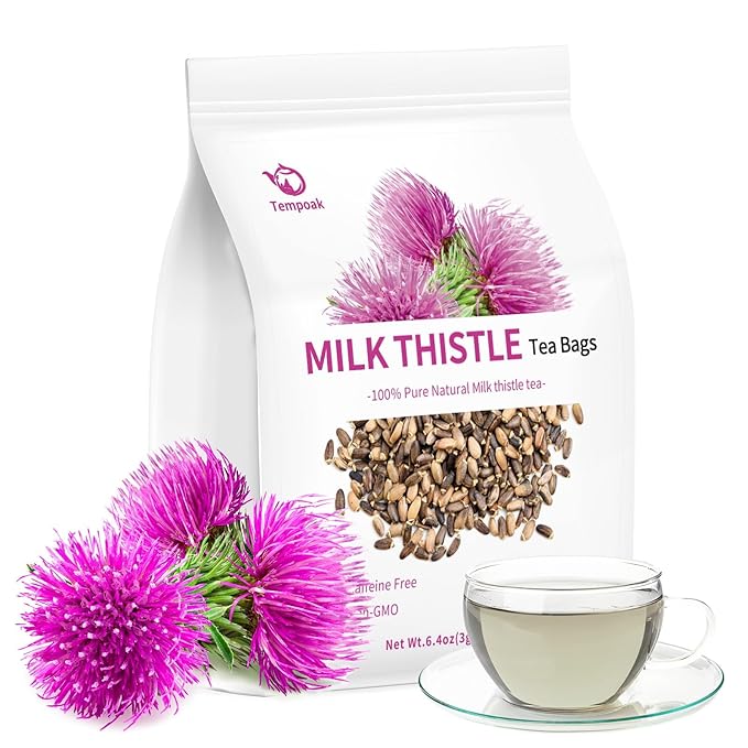 Milk Thistle Tea Bags - 60bags/6.4 OZ 100% Pure & Natural Roasted Milk Thistle Seeds Herbal Tea, Caffeine Free, No Additives, No Sugar, Non-GMO, No Gluten
