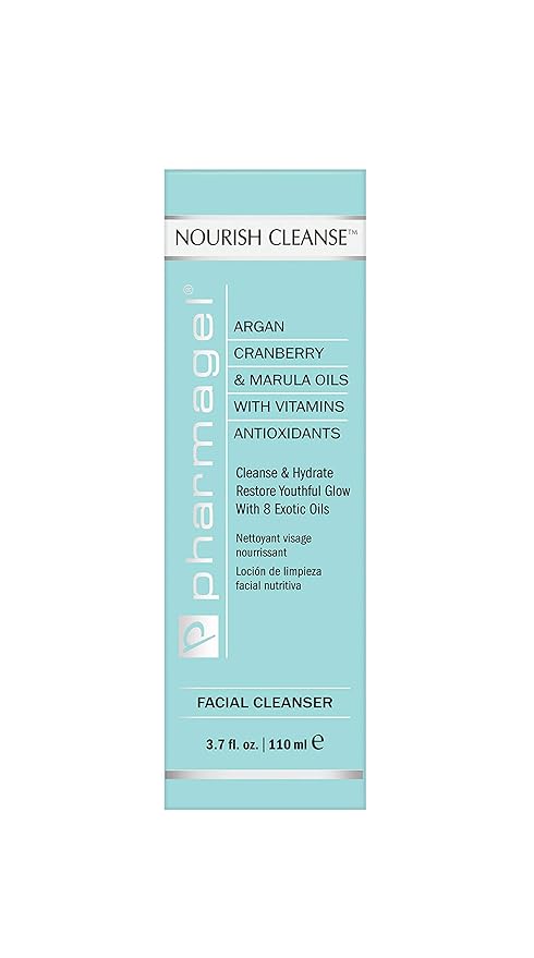 Pharmagel Nourish Cleanse Hydrating Facial Cleanser | Face Cleanser & Makeup Remover | Natural Face Wash for All Skin Types – 3.7 oz