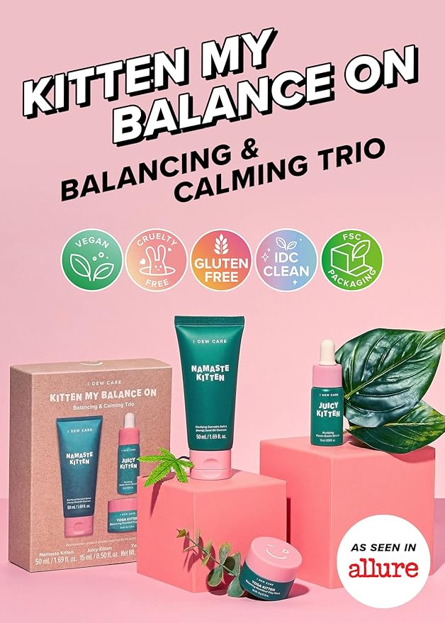 I Dew Care Heartleaf Skincare Set - Kitten My Balance On + Sheet Mask Pack - Let's Do This Sheet, (5 ea) Bundle