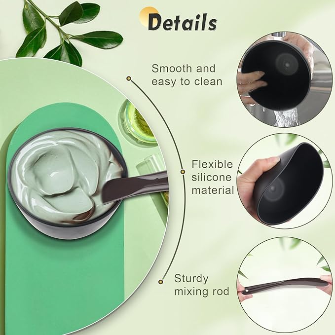 8Pcs Black Facial Mask Mixing Bowl with 8Pcs Spatulas,Silicone Mud Mask DIY Containers,Skincare Products Makeup Kit,Cosmetic Beauty Tool for Home Use,Salon,SPA,Microwavable