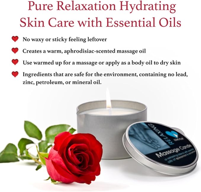 LOVE PLAY Relaxing Massage Oil Candle - Moisturizing Body Oil Candle for Couples and Home Spa - Luxurious & Hydrating Skin Care Body Massage Oils - Vegan (6.76oz)