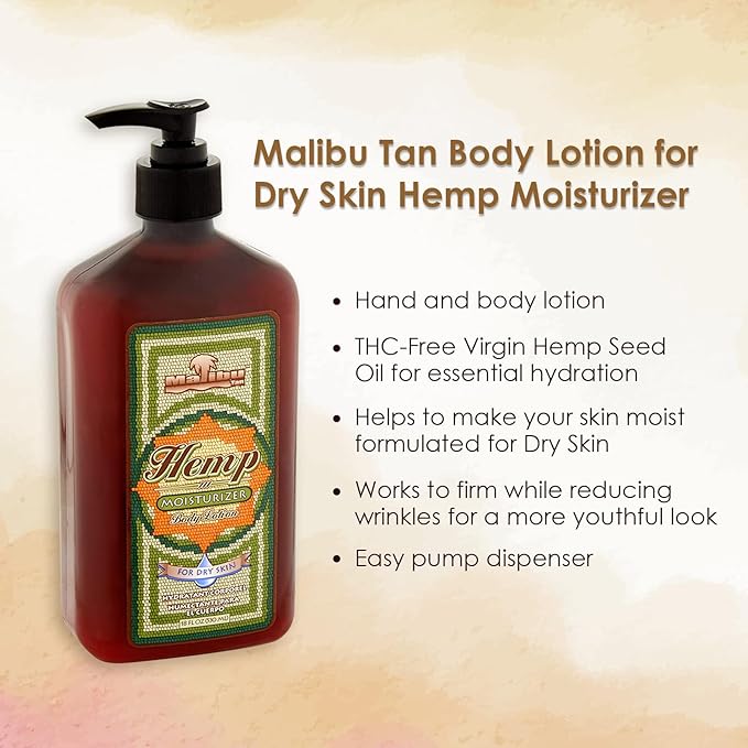 Malibu Tan For Dry Skin Hemp Body Lotion, 18 fl oz (3 Pack)