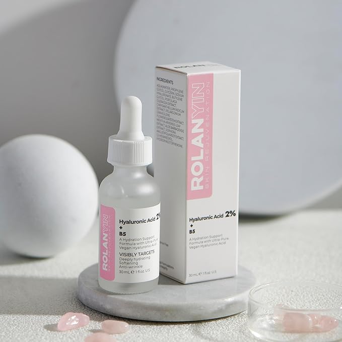 ROLANYIN Hyaluronic Acid 2% + Vitamin B5 Facial Serum for Intense Hydration Plumping and Nourishing Soothing Anti Aging Benefits Skin Repair and Elasticity Enhancement Skin Care