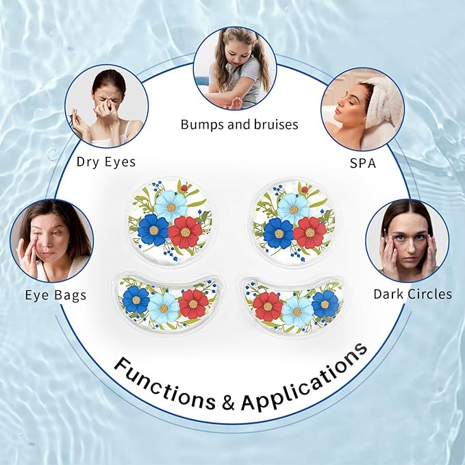 ZNÖCUETÖD Reusable Gel Eye Pads for Puffiness & Dark Circles - Cold/Warm Therapy Compress with Cooling Under Eye Patches, Reduces Wrinkles & Redness, Pain Relief Eye Mask for Relaxation