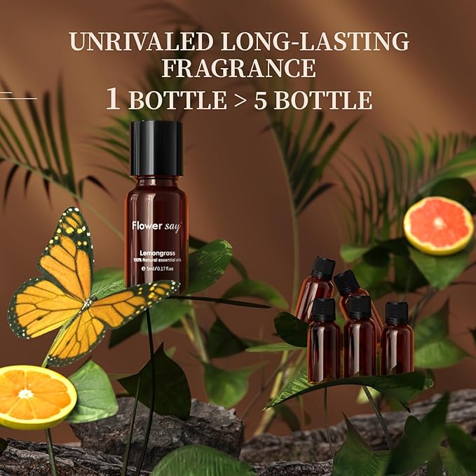 Essential Oils Set – 100% Pure Natural Aromatherapy Oils for Diffuser, Humidifier, Massage – 8 Pack Gift Set with Lavender, Peppermint, Tea Tree, Eucalyptus & More