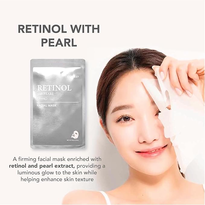 SKIN627 Bulk 24PK Face Masks Skincare, Facial Mask, Sheet Masks Korean (24PK Retinol with Pearl)