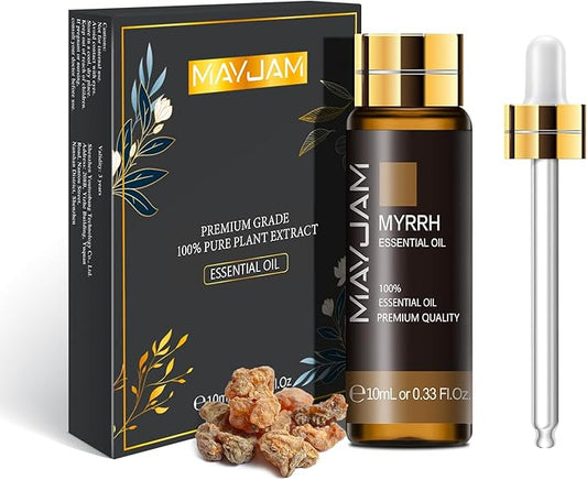 Myrrh Essential Oil, MAYJAM 10ML/0.33FL.OZ Premium Myrrh Oils for Soap Candle Making, Diffuser, Bedroom, Living Room, Office