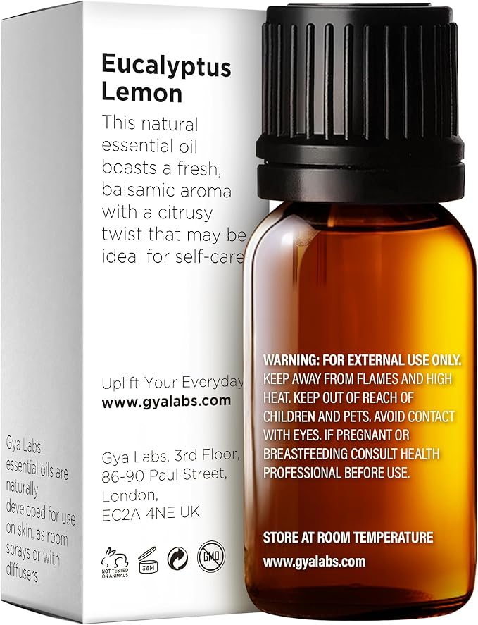Gya Labs Eucalyptus Lemon Essential Oil for Diffuser - 0.34 Fl Oz - 100% Pure Natural Lemon Eucalyptus Oil for Skin, Candles Making Scent & Aromatherapy