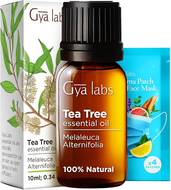 Gya Labs Australian Tea Tree Essential Oil for Skin - 0.34 Fl Oz - 100% Pure Natural Melaleuca Tea Tree Oil for Hair, Face, & Toenail, Piercings Scalp & Candle Making Scent