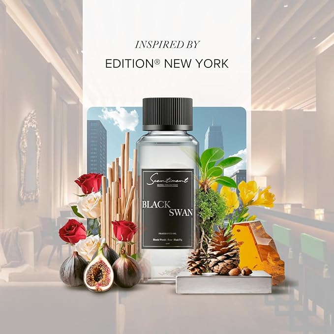 Black Swan Hotel Diffuser Oil | Aromatherapy Home Fragrance | Luxurious Scent with Notes of Blonde Woods, Rose, Black Fig (50 mL)