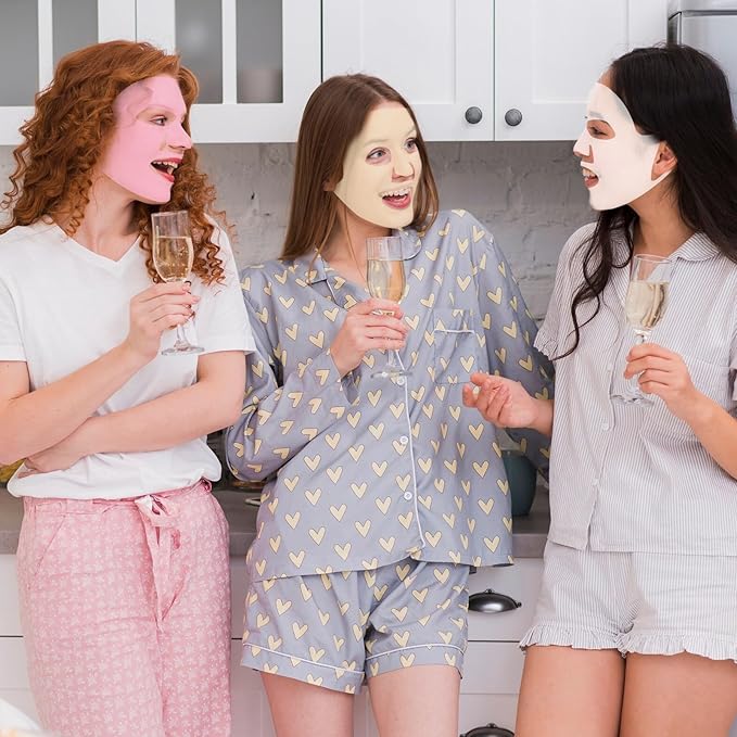 6 Pcs Reusable Face Mask Cover Silicone Skin Mask Set Moisturizing 3D Face Wrap Prevent Evaporation Masks Hot Cold Ice Mask Rubber Face Mask Spa Tool for Sheet Women Skincare Beauty