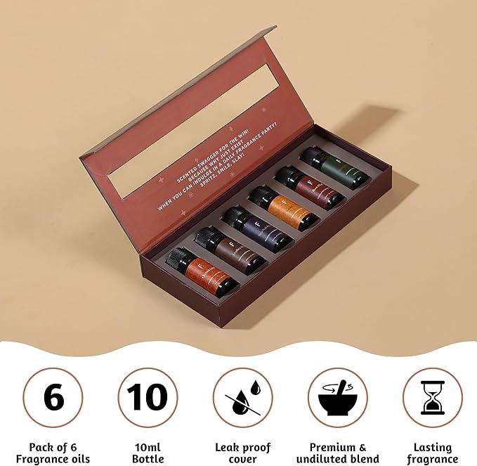 Folkulture Essential Oils for Diffuser | Essential Oils Set of 6 Fragrances| Diffuser Oils Scents for Home | Diffuser Essential Oil - Orchid Oud, Rose Oud for Mothers Day Gifts for her