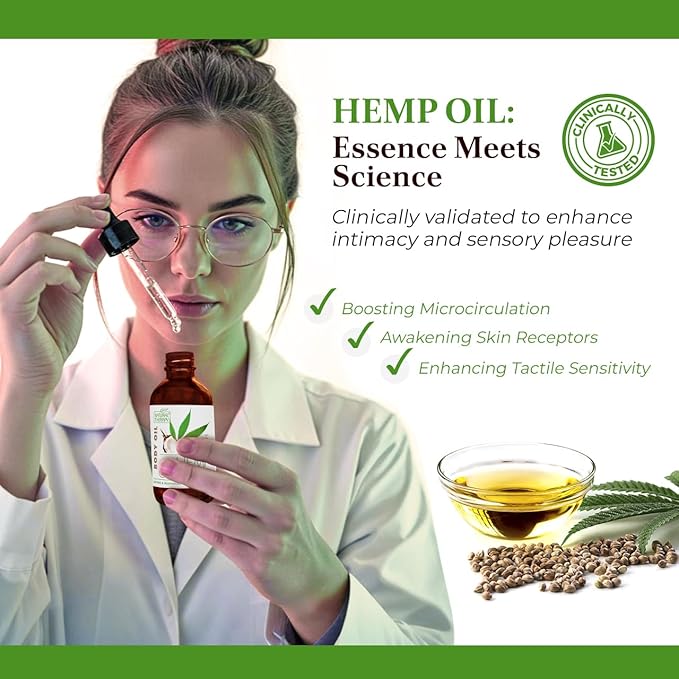 Natural Therapy Sensual Massage Oil for Date Night – Scented Body Oil for Couples with Hemp & Coconut (4 Fl.Oz)