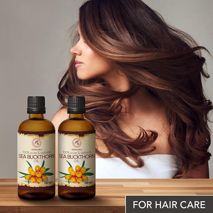 Sea Buckthorn Oil (2pack of 2 x 3.4oz) 6.8oz - Cold Pressed - Pure & Natural - Hippophae Rhamnoides - Carrier Oil for Essential Oils - Nails - Hair - Face & Body Care