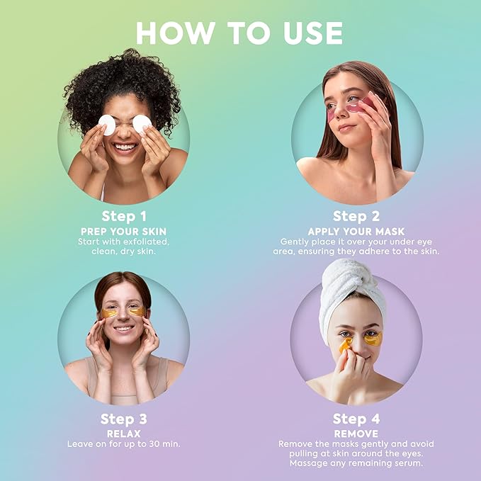 LivaClean 24k Gold Under Eye Patches (30 Pairs), Eye Mask, Collagen Skin Care Products, Eye Patches for Puffy Eyes, Eye Masks for Dark Circles and Puffiness