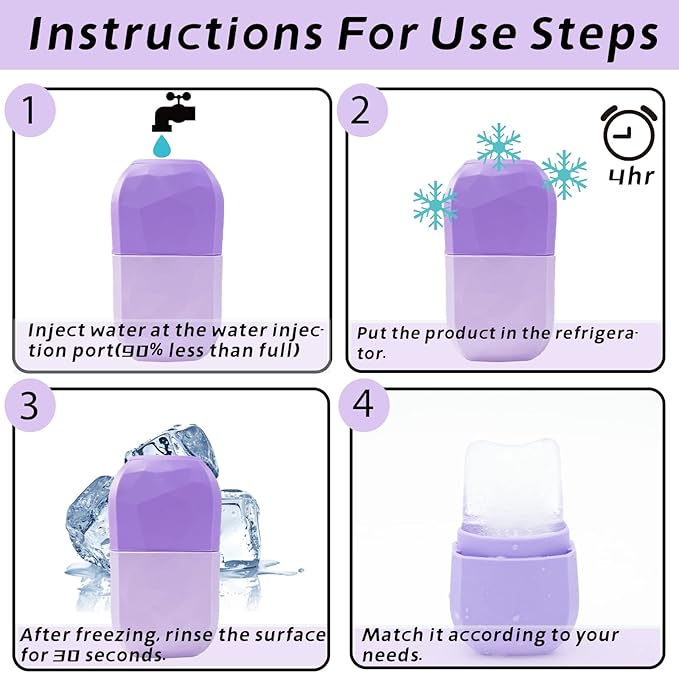 Ice Roller for Face, Facial Massage Tools, Reusable Cube Mold, for Eyes and Neck to Brighten Skin & Enhance Glow / Tighten & Tone Skin & De-Puff The Eye Area