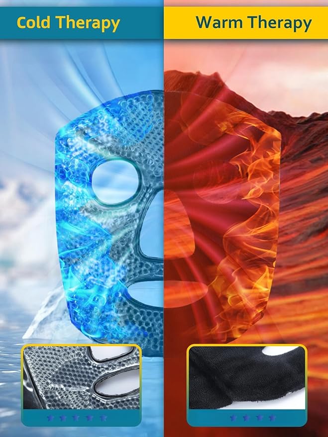 Ice Mask Frozen Rubber Ice Face Masks Puffy Eye Face Depuffer Black Cold Cooling after Surgery Freezable Chill Ice Pack Full Face Mask Facial Skin Cool Care Women Men Beauty Tool