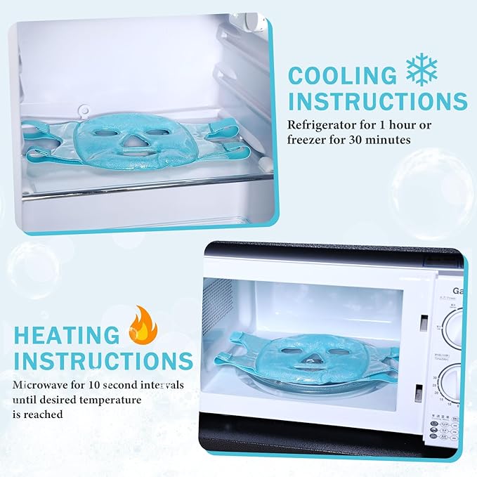 Geyoga Gel Ice Face Eye Mask Cooling Face Eye Masks for Reducing Puffiness, Dark Circles, Redness, Pain Relief, Migraine, Stress, Hot/Cold Pack Compress with Soft Plush Backing (Sky Blue)