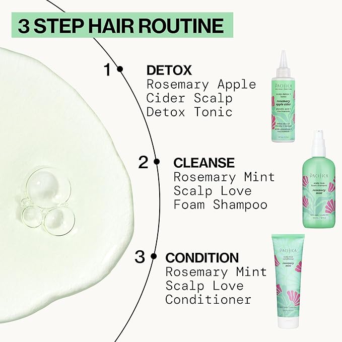 Pacifica Scalp Detox Set – Rosemary Apple Cider Vinegar Scalp Exfoliating Tonic with Scalp Massager Brush, Deep Cleansing & Clarifying Treatment for Buildup, Dry Flaky Scalp, Vegan