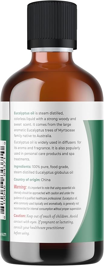 Viva Doria Pure Eucalyptus Globulus Essential Oil, Food Grade, 4 Fl Oz (118 ml)