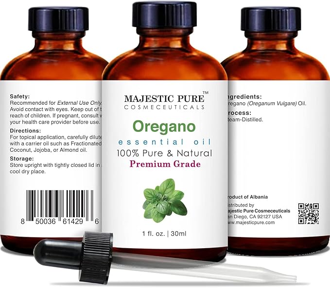 MAJESTIC PURE Oregano Essential Oil | 100% Pure and Natural Oregano Oil | Premium Grade Essential Oils for Hair Care, Home Diffusers, Skin, Aromatherapy, Massage and Humidifiers | 1 Fl Oz