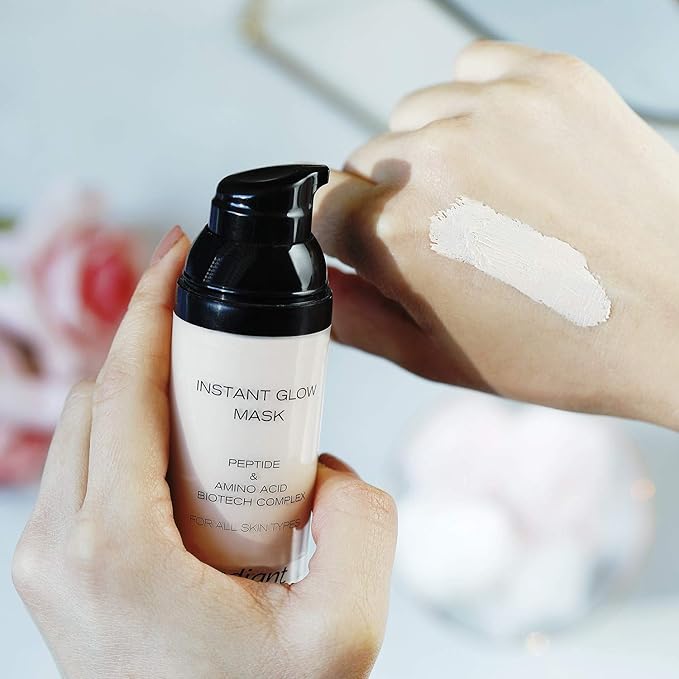 Radiant Professional Instant Glow Mask- Cleansing & Hydrating Face Mask For All Skin Types- Glam Glow Mask With Pink Argyle For Men & Women- Dermatologically Tested For Radiant, Supple Skin - 1.69oz