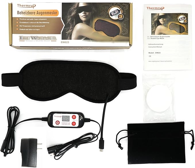 Heated Eye Mask, USB Eye Mask for Dry Eyes with Temperatur 105°F 115°F 125°F, far Infrared Therapy
