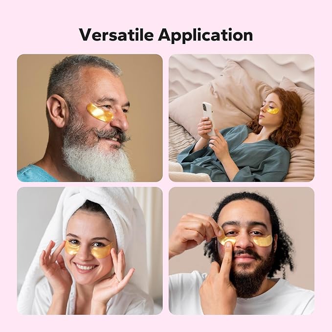 Komoko 25-Pairs 24K Gold Under Eye Patches, Skin Care, Golden Under Eye Mask Anti-Aging Collagen & Amino Acid, Eye Mask for Removing Dark Circles, Puffiness and Wrinkles, Refresh Your Under Eye Skin