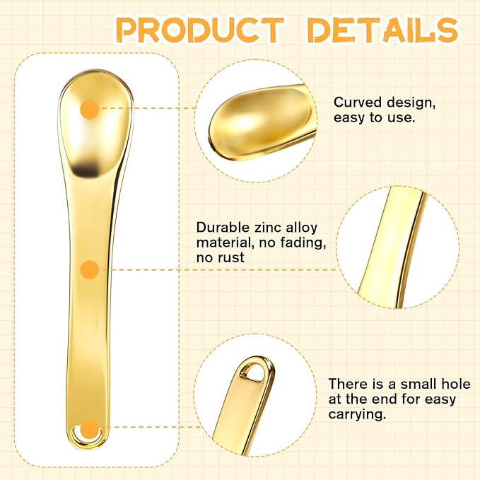 3 Pcs Mini Metal Makeup Spatula Tool, Skincare Spatula, Skin Care Cosmetic Spoon, Metal Cosmetic Spatulas Makeup Applicator Small Scoops Facial Applicator Tool, Reusable Applicator(Gold)