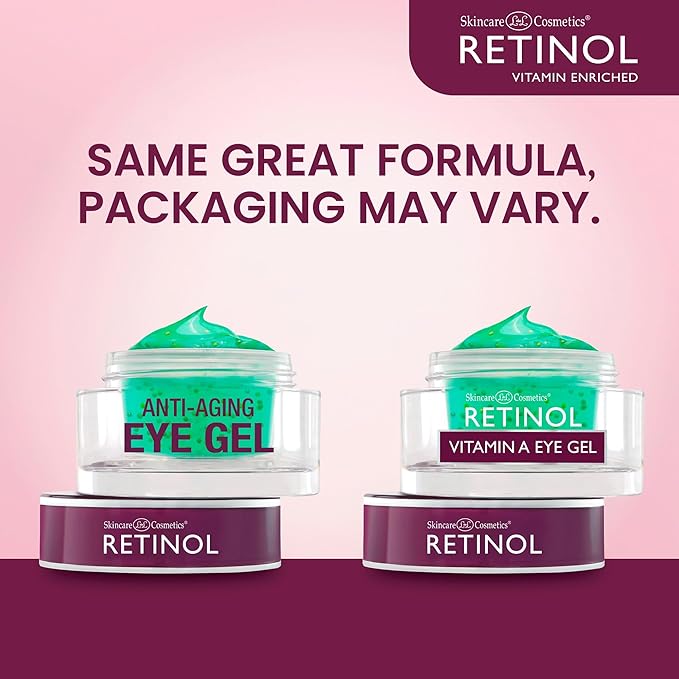 Retinol Vitamin A Eye Gel - Anti-Aging, Reduces Puffiness & Dark Circles, Restores Elasticity, 15ml