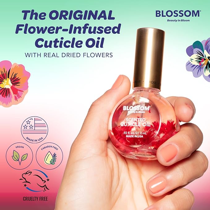 Blossom Cuticle Oil for Nails, Hydrating, Moisturizing, Scented Nail Oil Cuticle Care, Infused with Real Flowers, Made in USA, 0.5 fl. oz, Amazon Exclusive, Watermelon