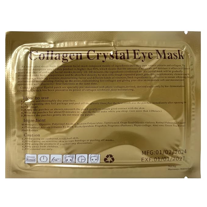 Jakuva 30 Pairs Under Eye Patches, Collagen Eye Mask Eye Patches for Dark Circles and Puffy Eyes, Reduce Wrinkles, Eye Mask Skincare for Moisturizing, Under Eye Mask Bulk for Your Face Care, Black