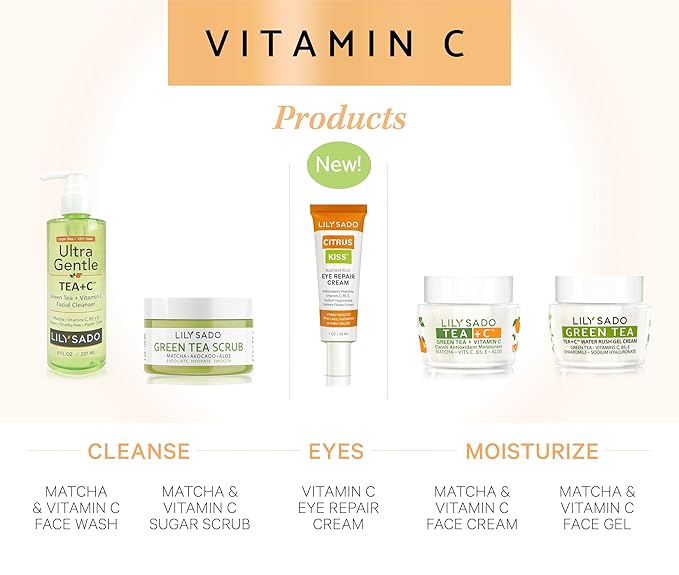 LILY SADO CITRUS KISS™ Eye Repair Cream - Antioxidant-Rich Natural Formula w/Peptides, Sodium Hyaluronate, and VITS C, B5 & E - Prevents Puffiness, Under-eye Wrinkles, Discoloration & Eye Bags - 1oz